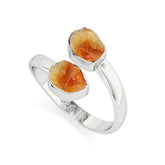 citrine rough shape stackable bezel-set ring